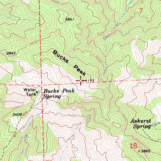 Topographic Map of Bucks Peak, CA