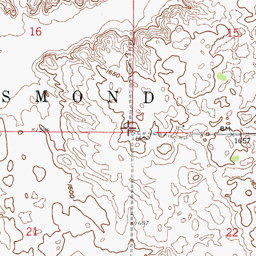 Topographic Map of Township of Esmond, ND