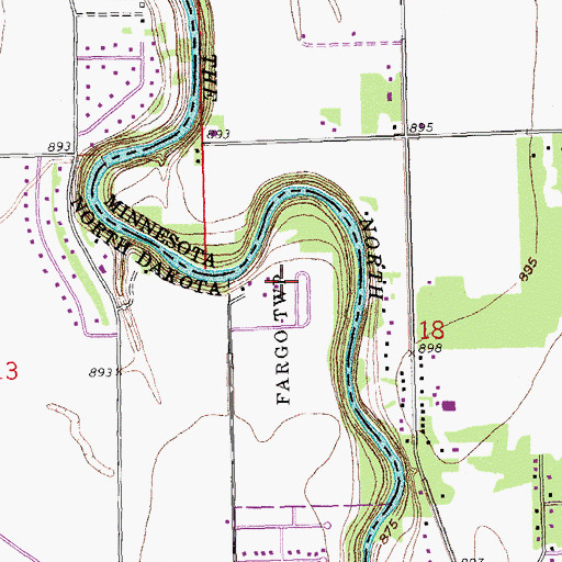 Topographic Map of Township of Fargo, ND
