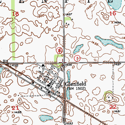 Topographic Map of Township of Glenfield, ND