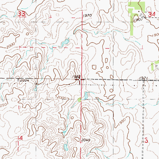 Topographic Map of Township of Harriet-Lien, ND