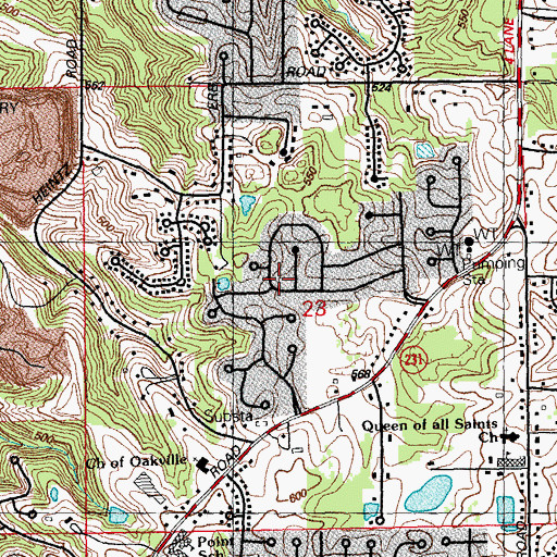 Topographic Map of Township of Oakville, MO