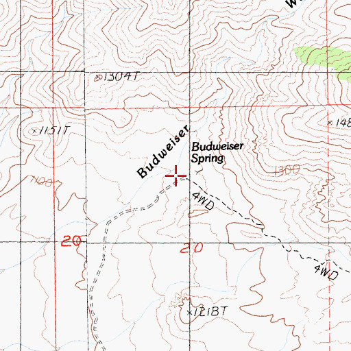 Topographic Map of Budweiser Spring, CA