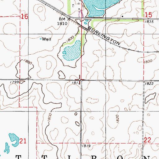 Topographic Map of Township of Pettibone, ND