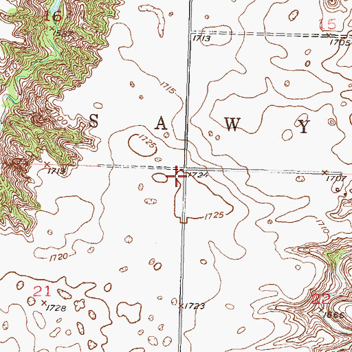 Topographic Map of Township of Sawyer, ND