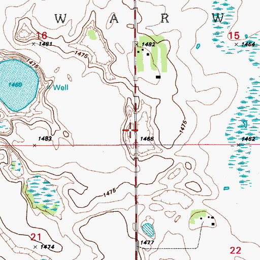 Topographic Map of Township of Warwick, ND