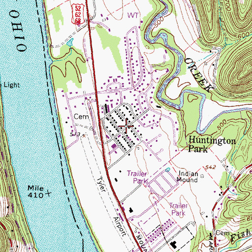 Topographic Map of Village of Aberdeen, OH