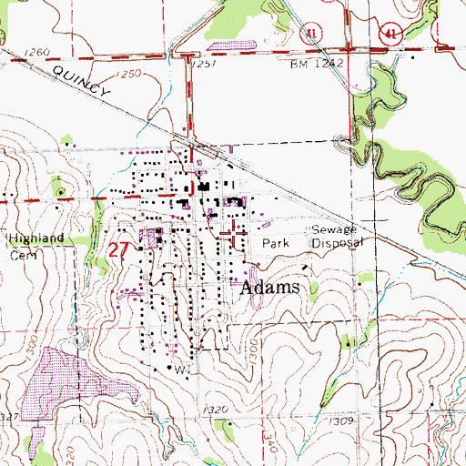 Topographic Map of Village of Adams, NE