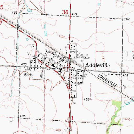 Topographic Map of Village of Addieville, IL