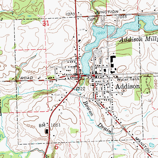Topographic Map of Village of Addison, MI