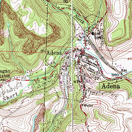 Topographic Map of Village of Adena, OH