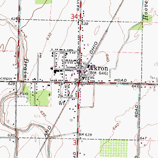 Topographic Map of Village of Akron, MI