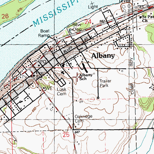 Topographic Map of Village of Albany, IL