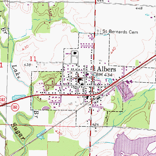 Topographic Map of Village of Albers, IL