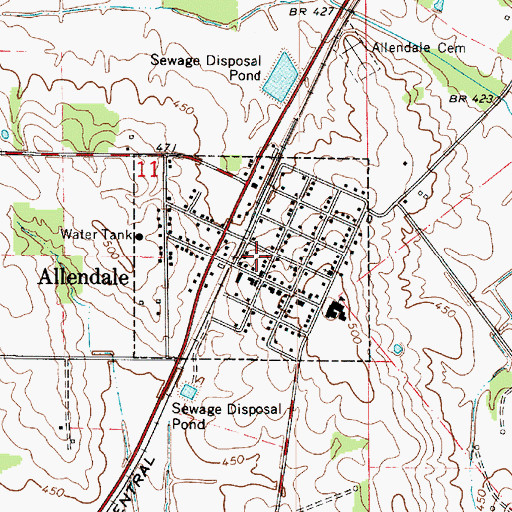 Topographic Map of Village of Allendale, IL