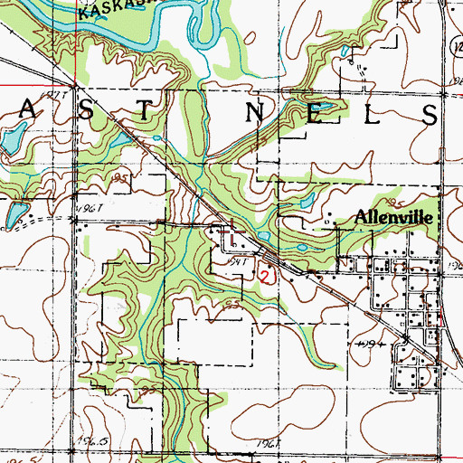 Topographic Map of Village of Allenville, IL