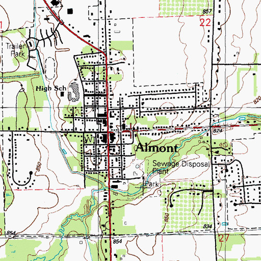 Topographic Map of Village of Almont, MI