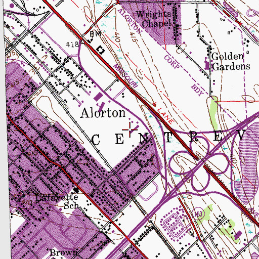Topographic Map of Village of Alorton, IL