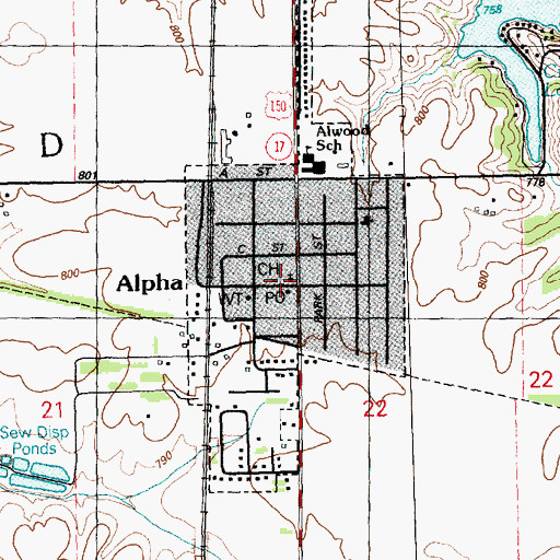 Topographic Map of Village of Alpha, IL