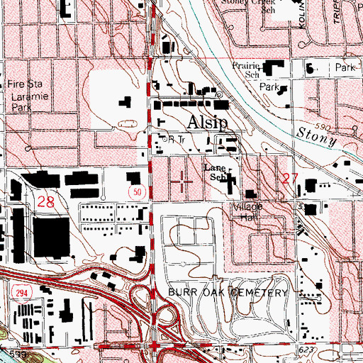 Topographic Map of Village of Alsip, IL