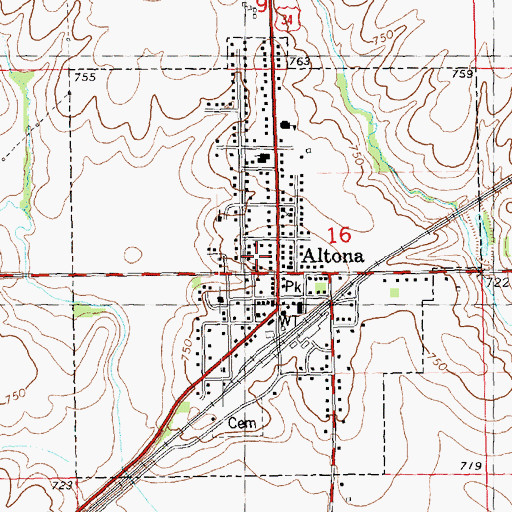 Topographic Map of Village of Altona, IL