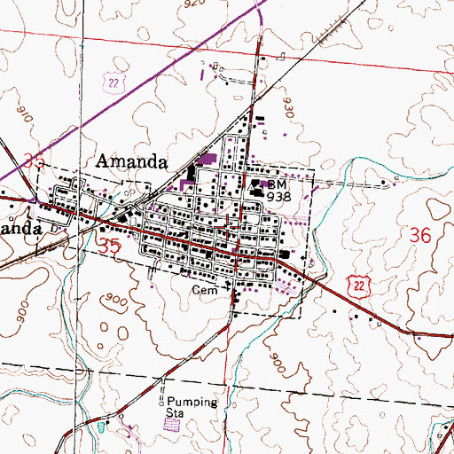 Topographic Map of Village of Amanda, OH