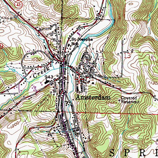 Topographic Map of Village of Amsterdam, OH