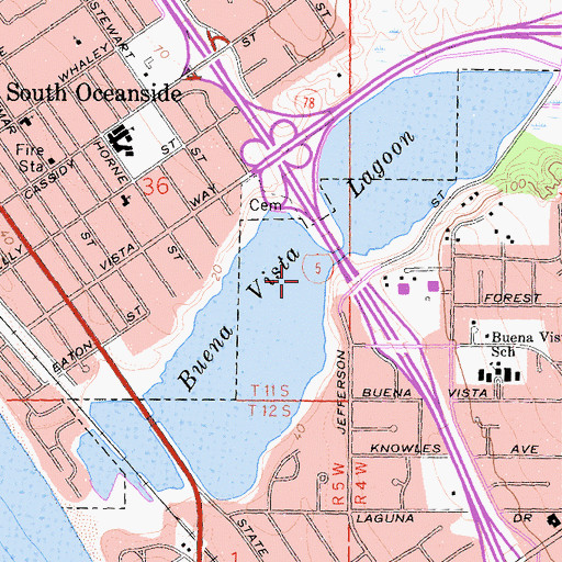 Topographic Map of Buena Vista Lagoon, CA