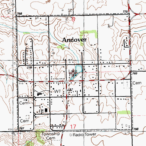 Topographic Map of Village of Andover, IL