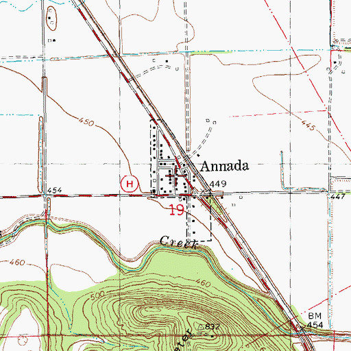 Topographic Map of Village of Annada, MO