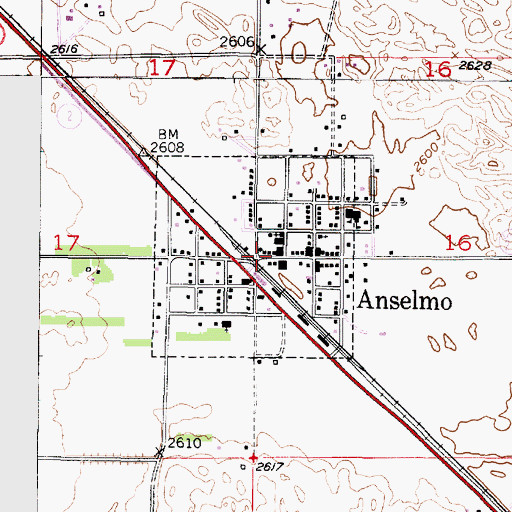 Topographic Map of Village of Anselmo, NE