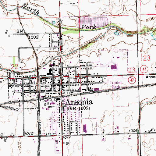 Topographic Map of Village of Ansonia, OH