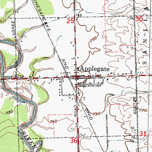 Topographic Map of Village of Applegate, MI