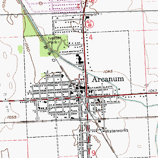 Topographic Map of Village of Arcanum, OH