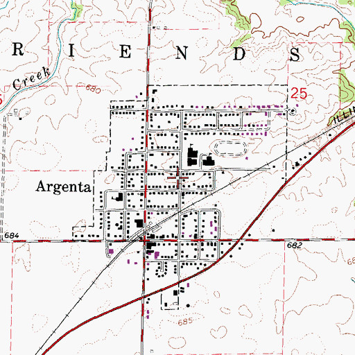 Topographic Map of Village of Argenta, IL