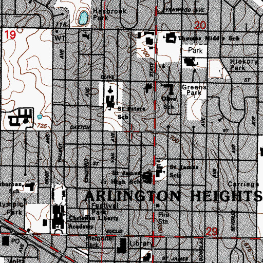 Topographic Map of Village of Arlington Heights, IL