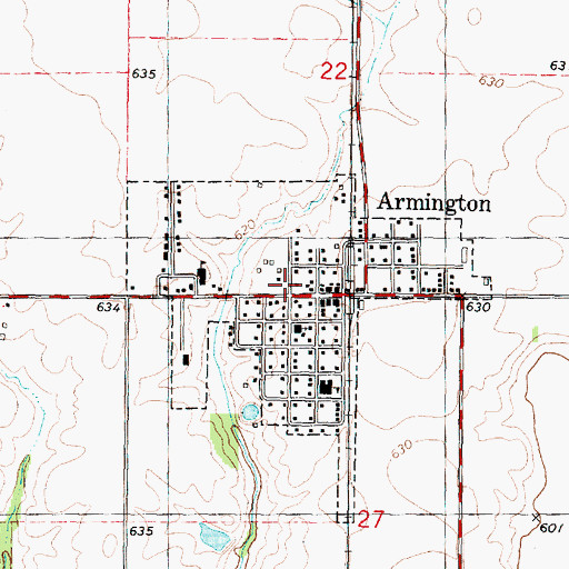 Topographic Map of Village of Armington, IL