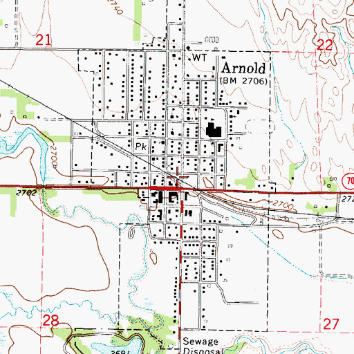 Topographic Map of Village of Arnold, NE