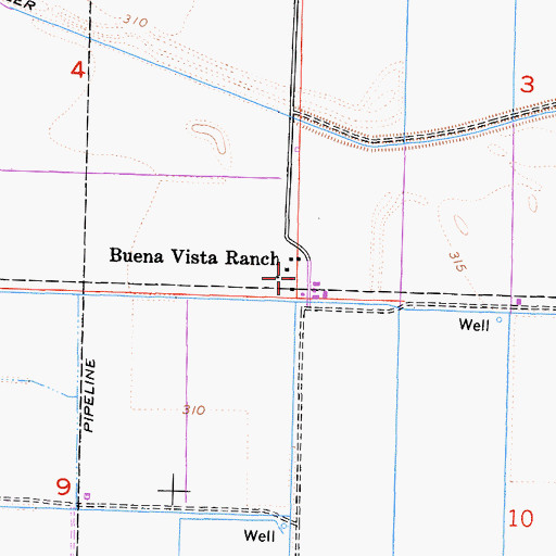 Topographic Map of Buena Vista Ranch, CA