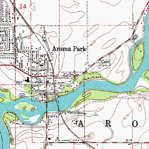 Topographic Map of Village of Aroma Park, IL
