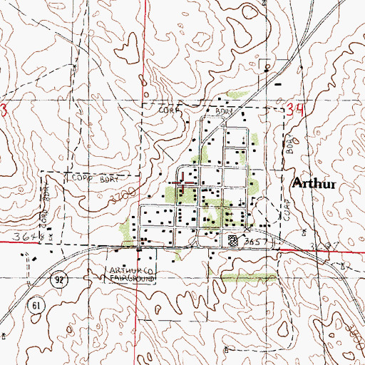 Topographic Map of Village of Arthur, NE