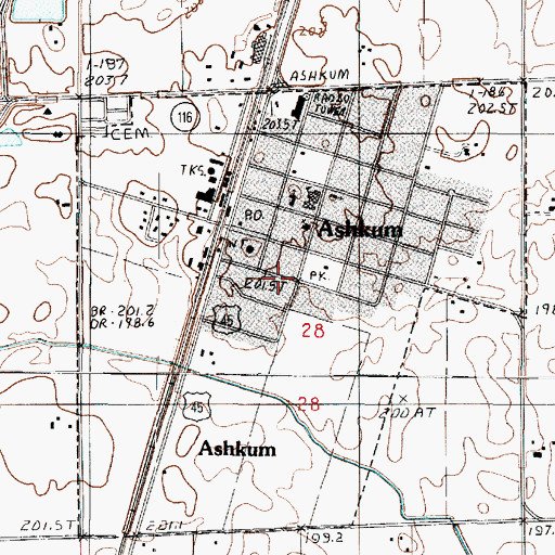 Topographic Map of Village of Ashkum, IL