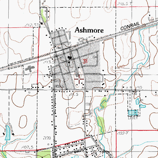 Topographic Map of Village of Ashmore, IL