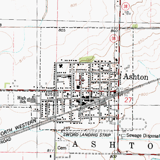 Topographic Map of Village of Ashton, IL