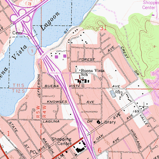 Topographic Map of Buena Vista Elementary School, CA