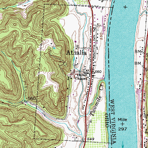 Topographic Map of Village of Athalia, OH