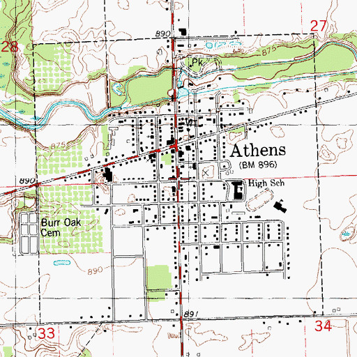 Topographic Map of Village of Athens, MI