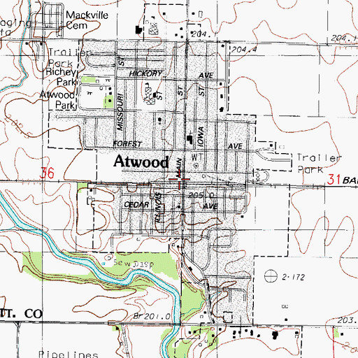 Topographic Map of Village of Atwood, IL