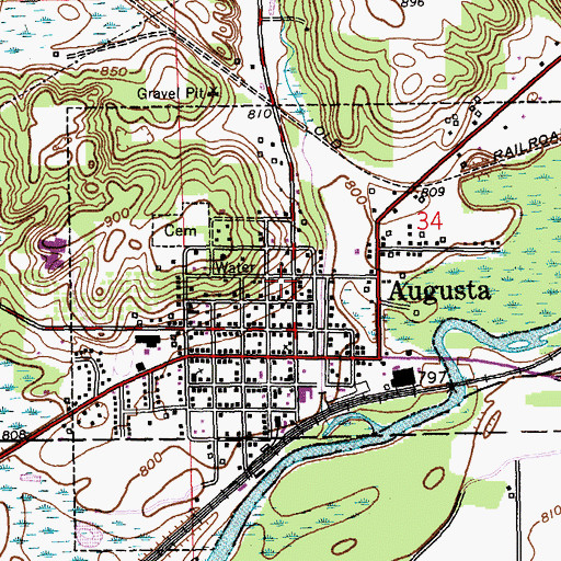 Topographic Map of Village of Augusta, MI