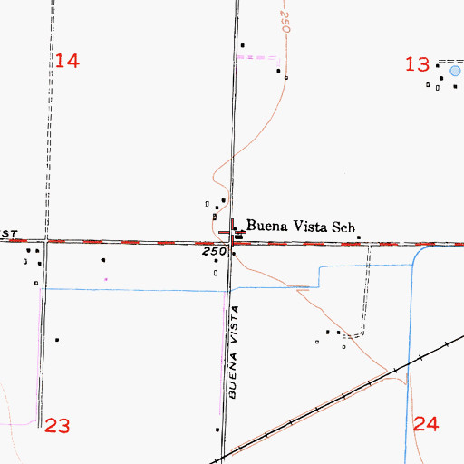 Topographic Map of Buena Vista Elementary School, CA